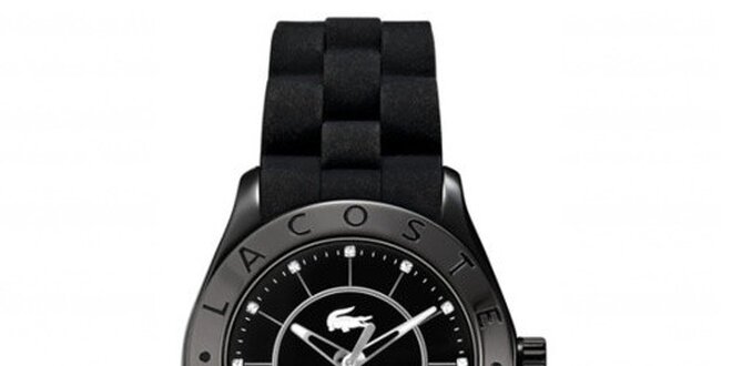 Dámske čierne hodinky so silikónovým remienkom Lacoste