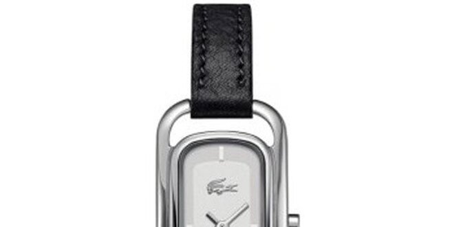 Dámske obdĺžnikové hodinky s čiernym remienkom Lacoste