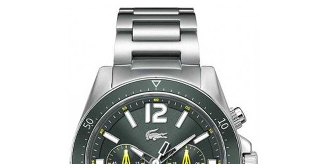 Pánske hodinky v striebornej farbe s tmavým ciferníkom Lacoste