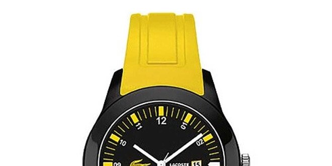 Pánske hodinky so žltým remienkom Lacoste