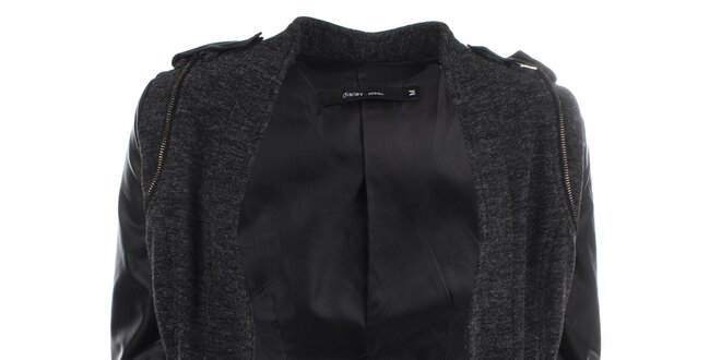 Dámska čierna bunda so zipsami Dislay DY Design