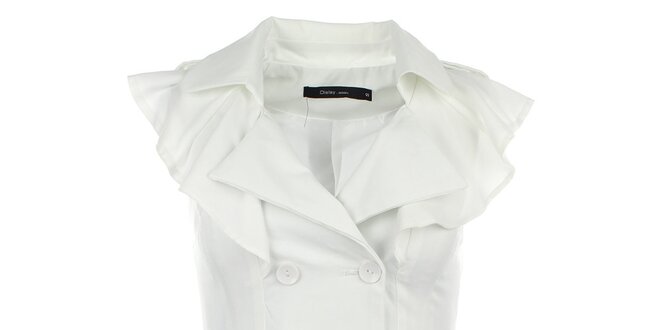 Dámska biela vesta s volánikmi Dislay DY Design