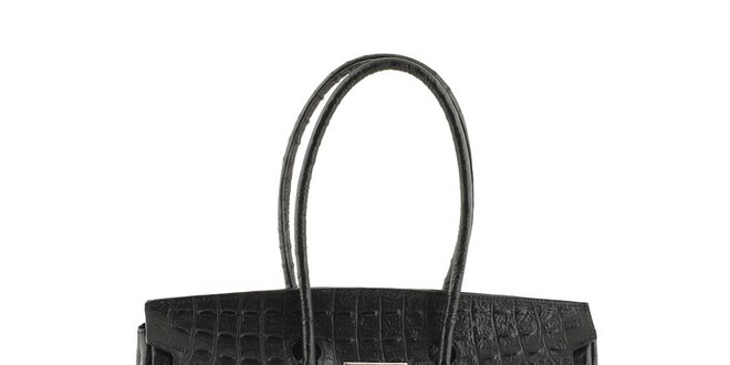 Dámska čierna kabelka so vzorem krokodílej kože Classe Regina