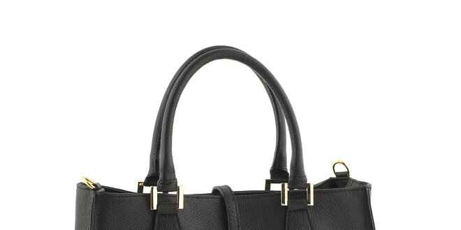 Dámska kožená kabelka v čiernej farbe Classe Regina