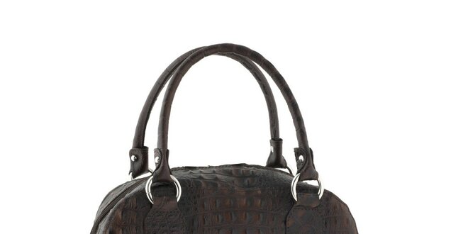 Dámska koňakovo hnedá kabelka s krokodílim motívom Classe Regina