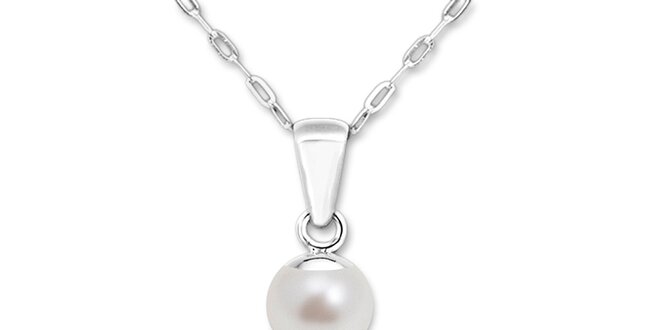 Náhrdelník s bielou perlou Swarovski Elements