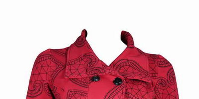 Dámsky krátký červený kabátek Smash s čiernymi ornamenty