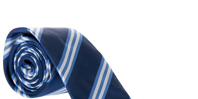 Pánska tmavo modrá hodvábna kravata Hackett London s proužky
