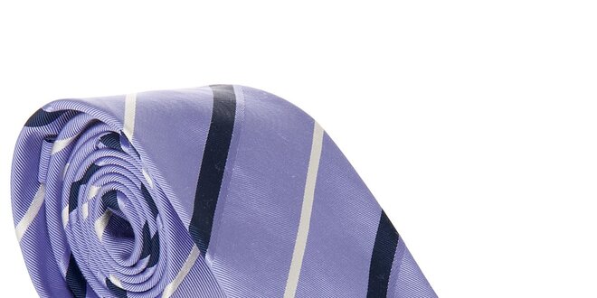 Pánska svetlo fialová hodvábna kravata Hackett London s proužky