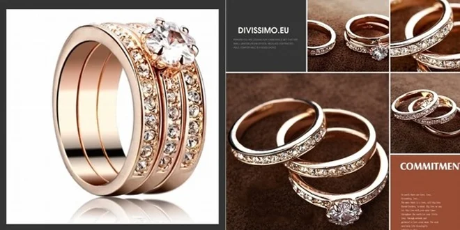 Trojitý prsteň COMMITMENT Swarovski Elements
