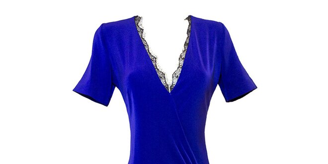 Dámske modré šaty s čipkovaným výstrihom Virginia Hill