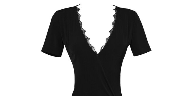 Dámske čierne šaty s čipkovaným výstrihom Virginia Hill
