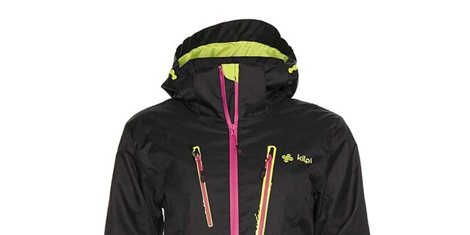 Dámska čierna snowboardová bunda s růžovým zipem Kilpi
