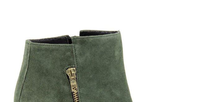 Dámske zelené členkové topánky na opätku Paola Ferri