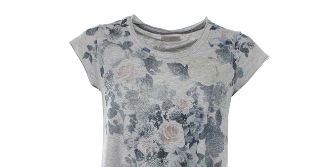 Dámske šedé dlhé tričko s kvetinovou potlačou Zu Elements