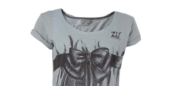 Dámske šedé tričko s mašľou Zu Elements