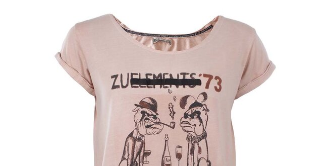 Dámske svetlo ružové tričko s potlačou Zu Elements