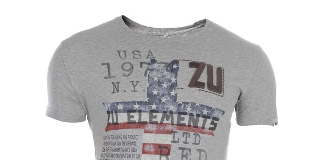 Pánske šedé tričko s farebnou potlačou Zu Elements