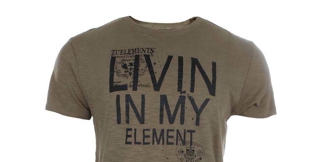 Pánske hnedé tričko s potlačou Zu Elements
