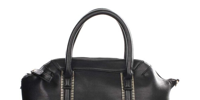 Dámska čierna kabelka s ozdobnými zipsami Caro Paris