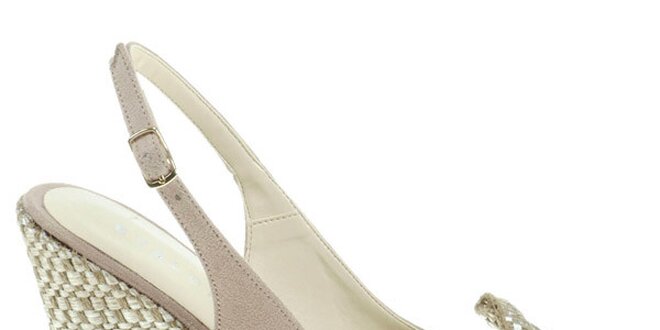 Dámske béžovo-krémové sandálky s mašľou Eva Lopez