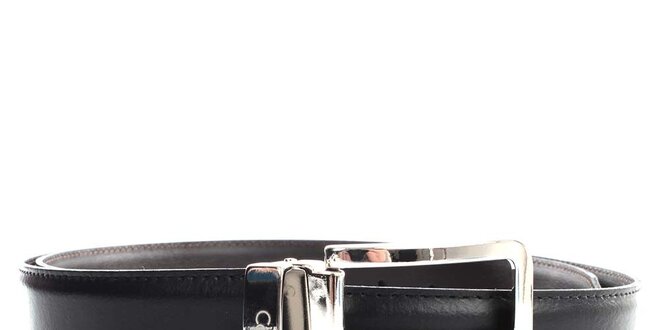 Pánsky hladký kožený obojstranný opasok Calvin Klein - hnedo-čierny