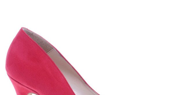 Dámske červené lodičky so striebornou kontrastnou špičkou Eva Lopez