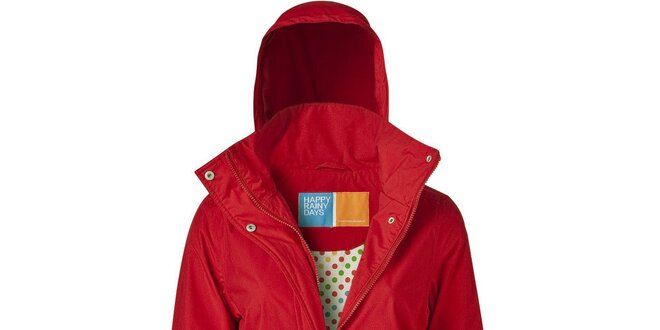 Dámska červená bunda do dažďa Happy Rainy Days
