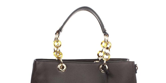 Dámska kabelka s ozdobnými pútkami v tmavej hnedej farbe London fashion