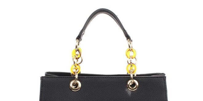 Dámska čierna kabelka s retiazkovými ušami London fashion