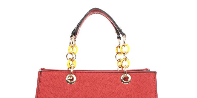 Dámska červená kabelka s retiazkovými ušami London fashion