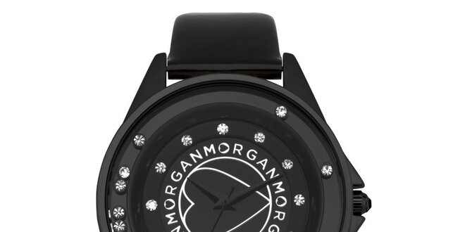 Dámske čierne analogové hodinky s kamínky Morgan De Toi