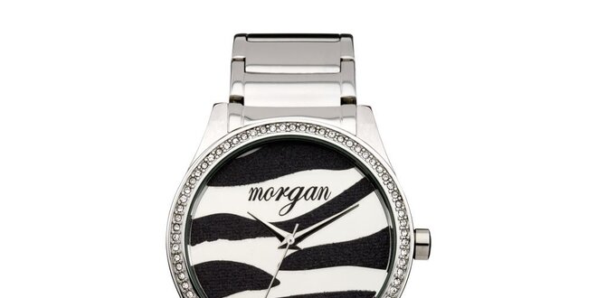 Dámske strieborné hodinky so zebrím vzorom Morgan De Toi