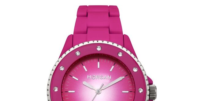 Dámske ružové hodinky s kryštálmi Morgan de Toi