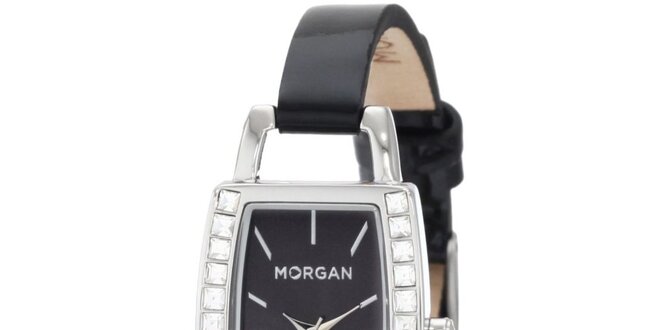 Dámske černo-strieborné hodinky s kryštálmi Morgan de Toi