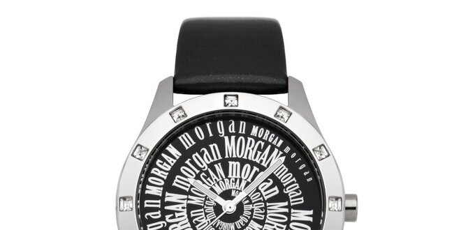 Dámske čierne hodinky s kryštálmi Morgan de Toi