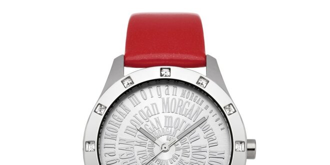 Dámske červené hodinky s kryštálmi Morgan de Toi