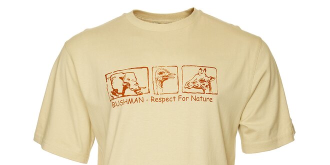 Pánske krémové tričko Bushman s potlačou