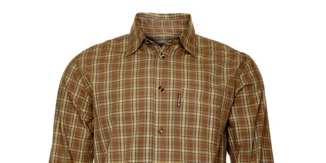 Pánska hnedo-béžová kockovaná košeľa Bushman