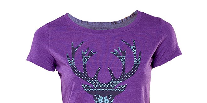 Dámske fialové tričko s jeleňom Fundango