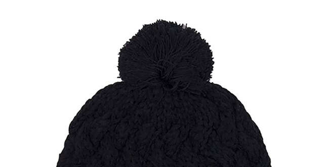 Pletená zimná čiapka s bambulkou Fundango - čierna
