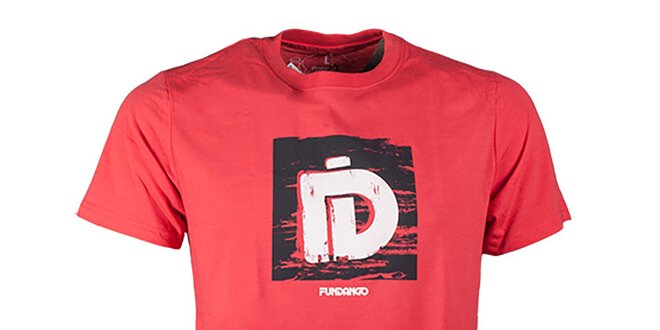 Pánske červenooranžové tričko s potlačou Fundango