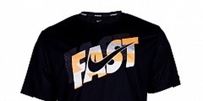Pánske čierne bežecké tričko Nike s potlačou