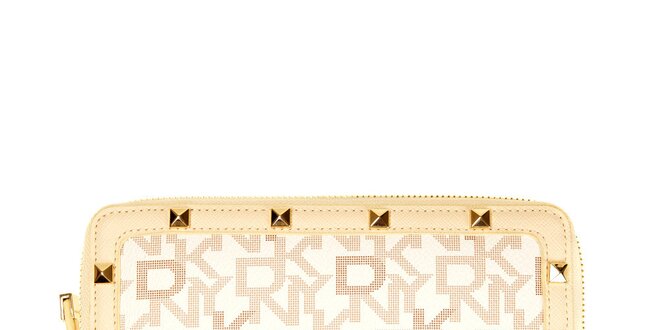 Dámska béžová obdĺžniková peňaženka s potlačou DKNY