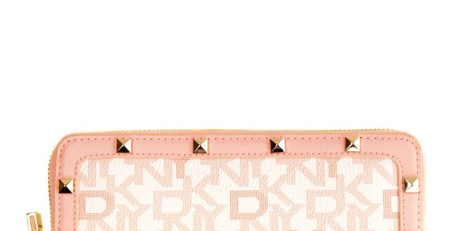Dámska ružová obdĺžniková peňaženka s potlačou DKNY