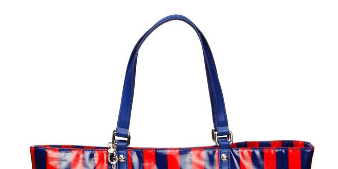Dámska lesklá kabelka s pruhmi DKNY