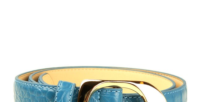 Dámsky modrý opasok so zlatou sponou DKNY