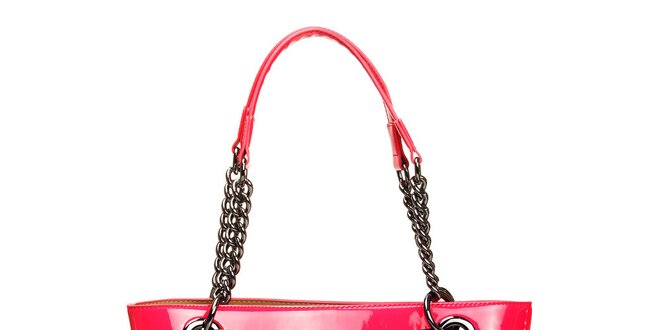 Dámska ružová lesklá kabelka s retiazkou DKNY