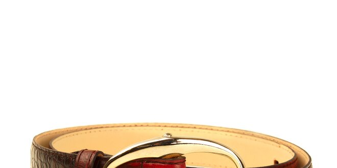 Dámsky hnedočervený kožený opasok DKNY