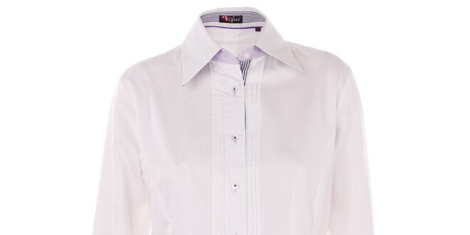 Dámska biela košeľa 7camicie s modrou pruhovanou légou